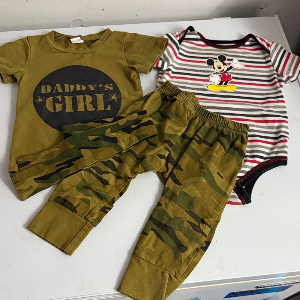 Camo and Striped Baby Outfit Set
